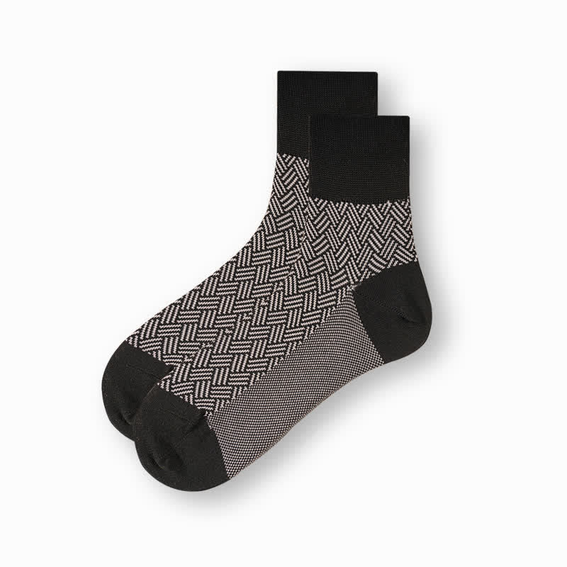 Men's Casual Black & White Mercerized Cotton Socks