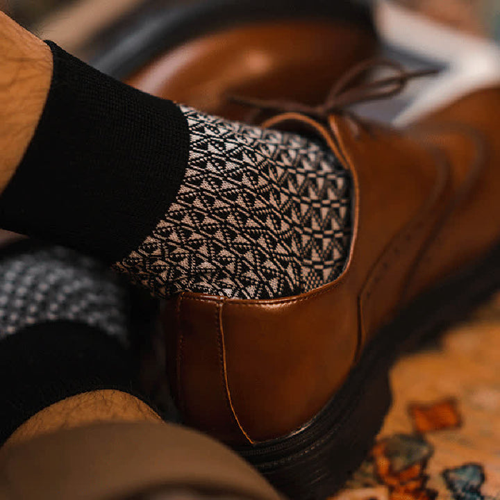 Men's Casual Black & White Mercerized Cotton Socks