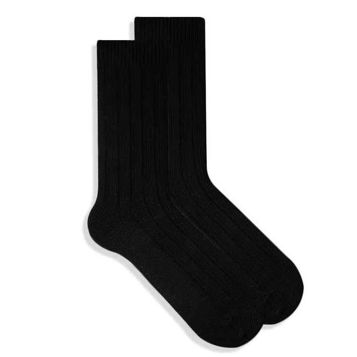 Men's Finely Ribbed Solid Color Cotton Socks