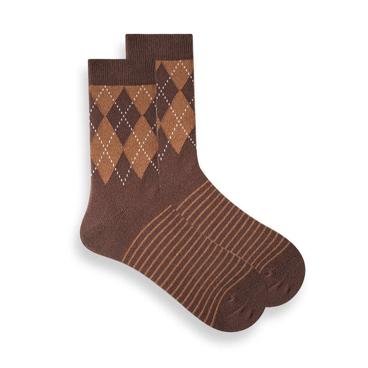 Men's British Plaid Patterned Cotton Socks