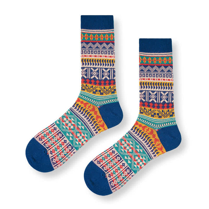 Men's Bold Colorful Knit Pattern Cotton Socks