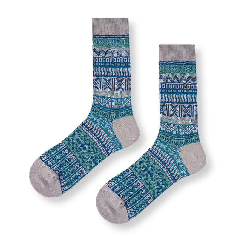 Men's Bold Colorful Knit Pattern Cotton Socks