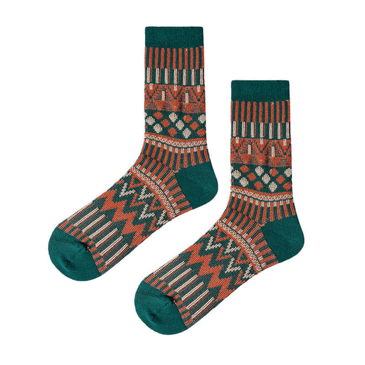 Colored Tribal-Like Pattern Cotton Socks