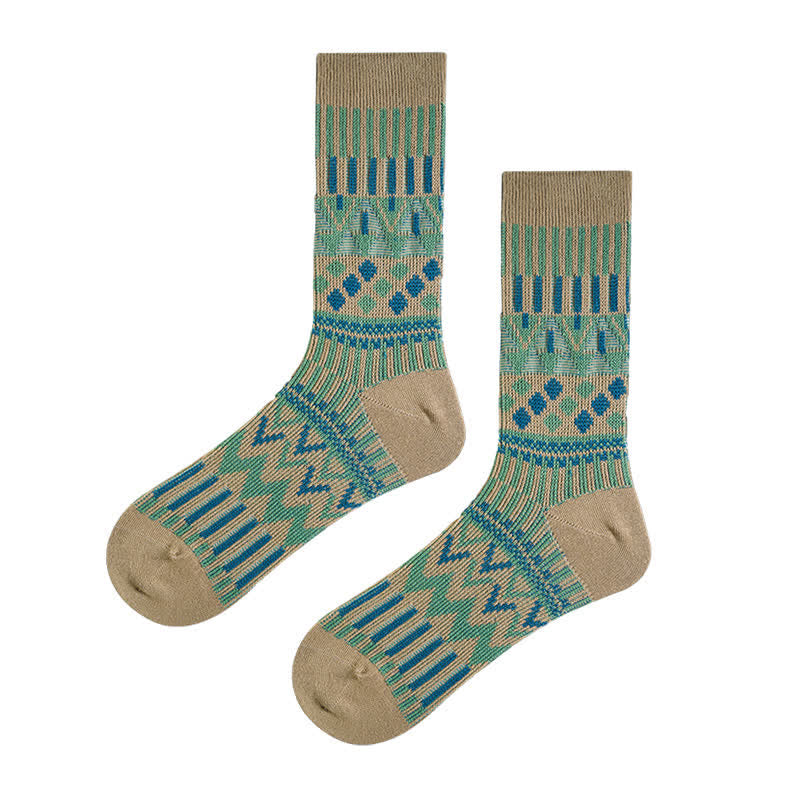 Colored Tribal-Like Pattern Cotton Socks