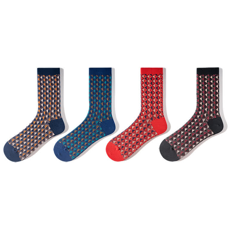 Contrasting Colors Triangle Pattern Cotton Socks