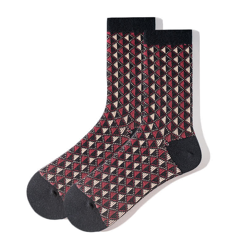 Contrasting Colors Triangle Pattern Cotton Socks