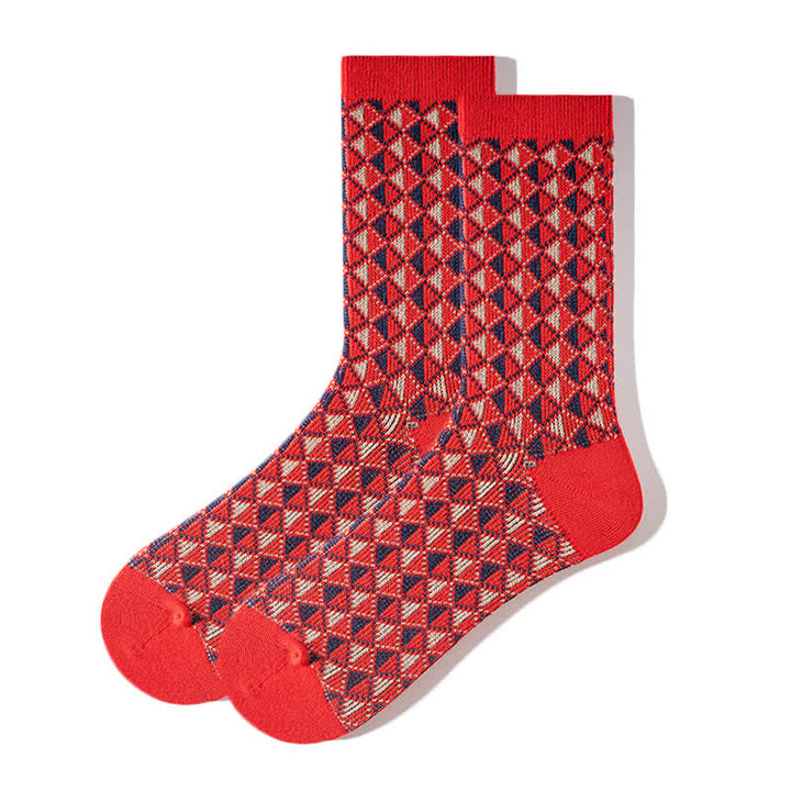 Contrasting Colors Triangle Pattern Cotton Socks