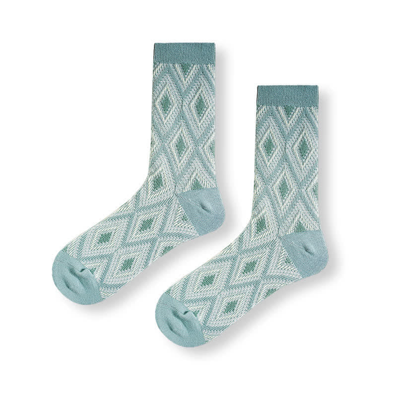 Trendy Funny Mosaic Diamond Cotton Socks