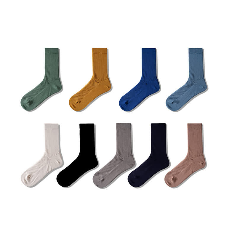 Men's Cozy Solid Color Ribbed Cotton Socks