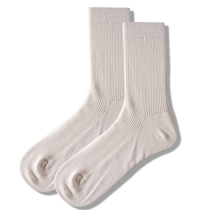 Men's Cozy Solid Color Ribbed Cotton Socks