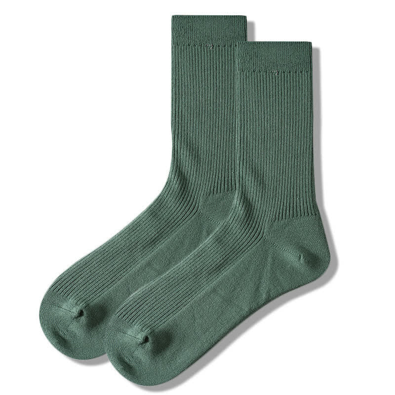 Men's Cozy Solid Color Ribbed Cotton Socks