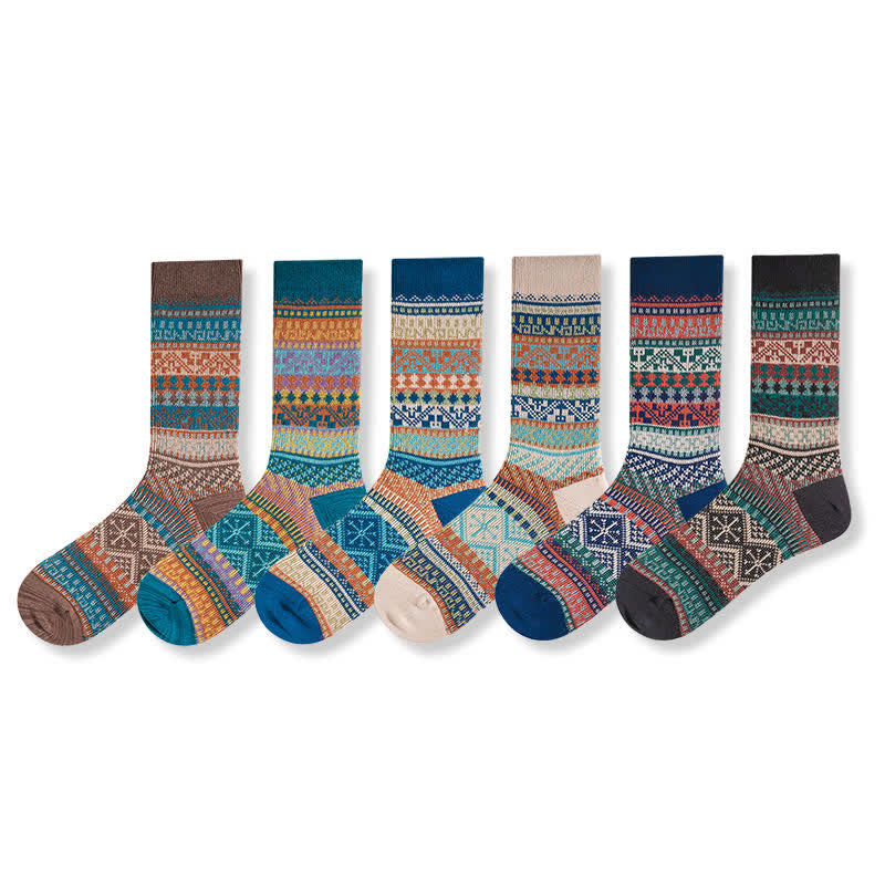 Vintage Tribal Geometric Patterns Cotton Socks