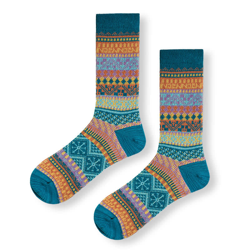 Vintage Tribal Geometric Patterns Cotton Socks