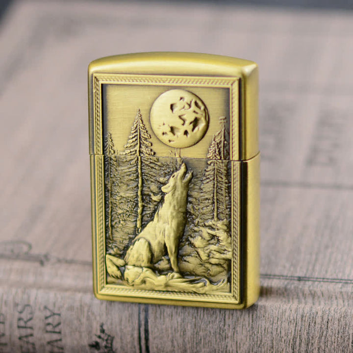 Howling Wolf Grinding Wheel Refillable Butane Lighter