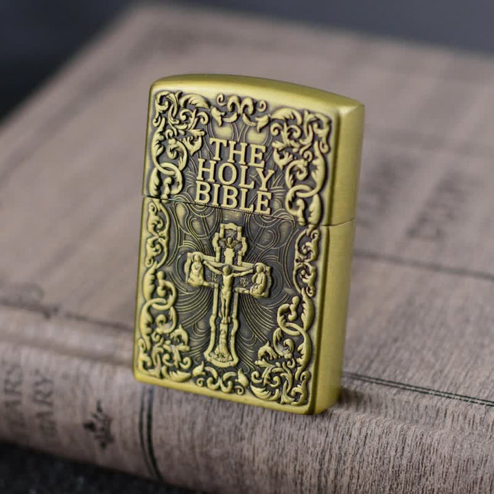 The Holy Bible Cross Grinding Wheel Refillable Butane Lighter