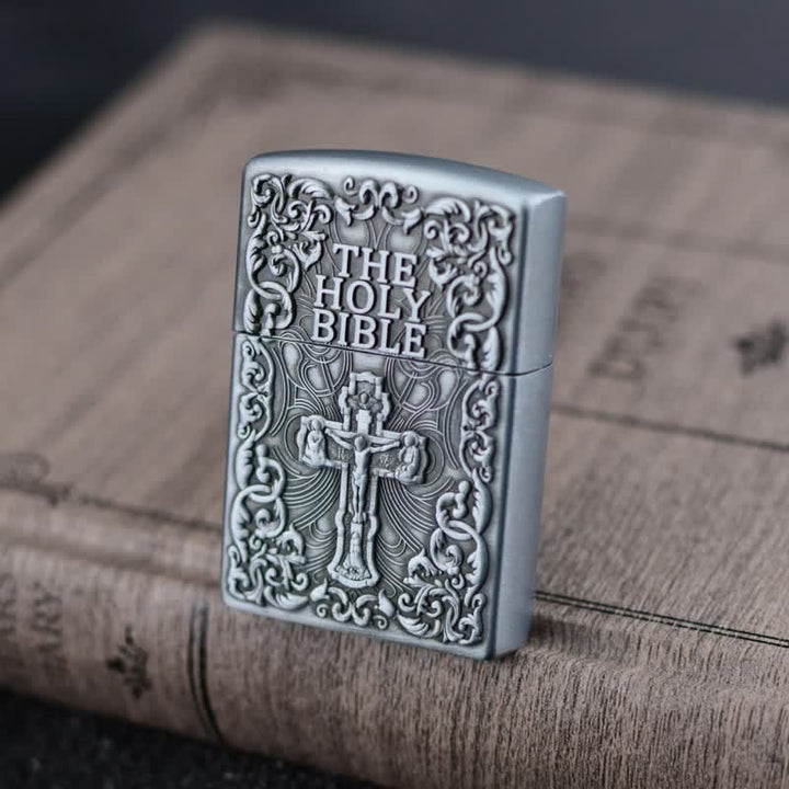 The Holy Bible Cross Grinding Wheel Refillable Butane Lighter