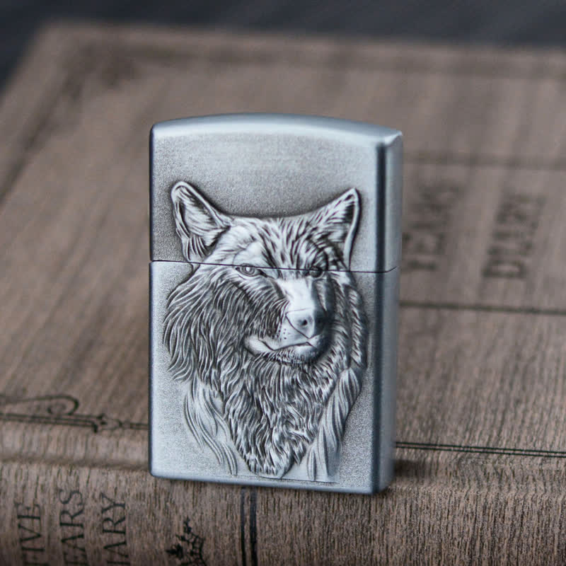 Wolf Head Grinding Wheel Refillable Butane Lighter