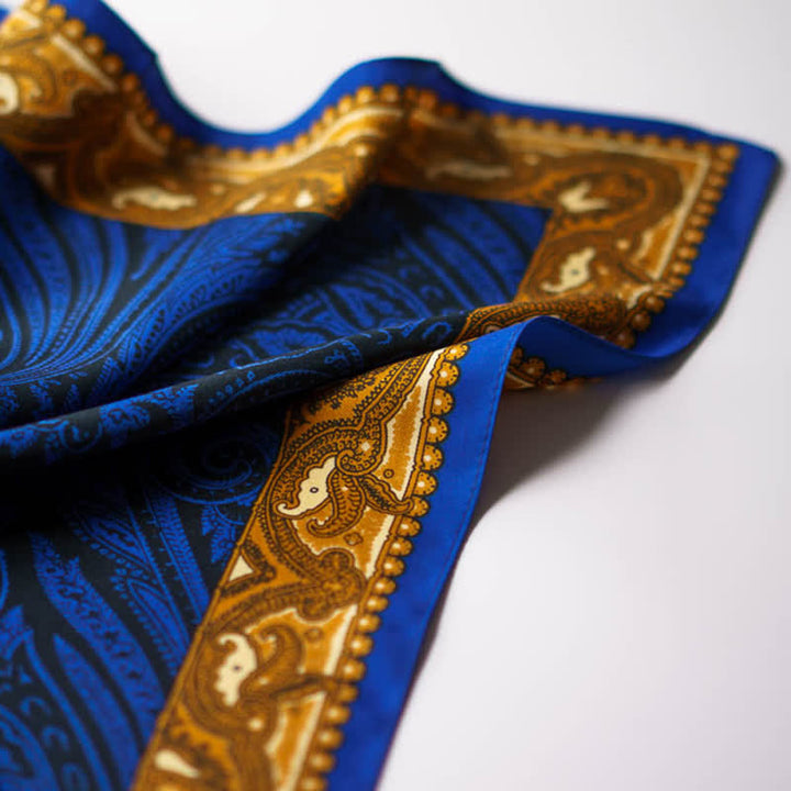 Exotic Paisley Printed Square Scarf with Scarf Buckle