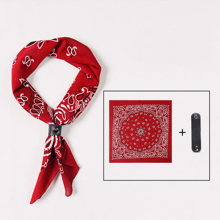 Fasion Paisley Printed Square Scarf with Scarf Buckle