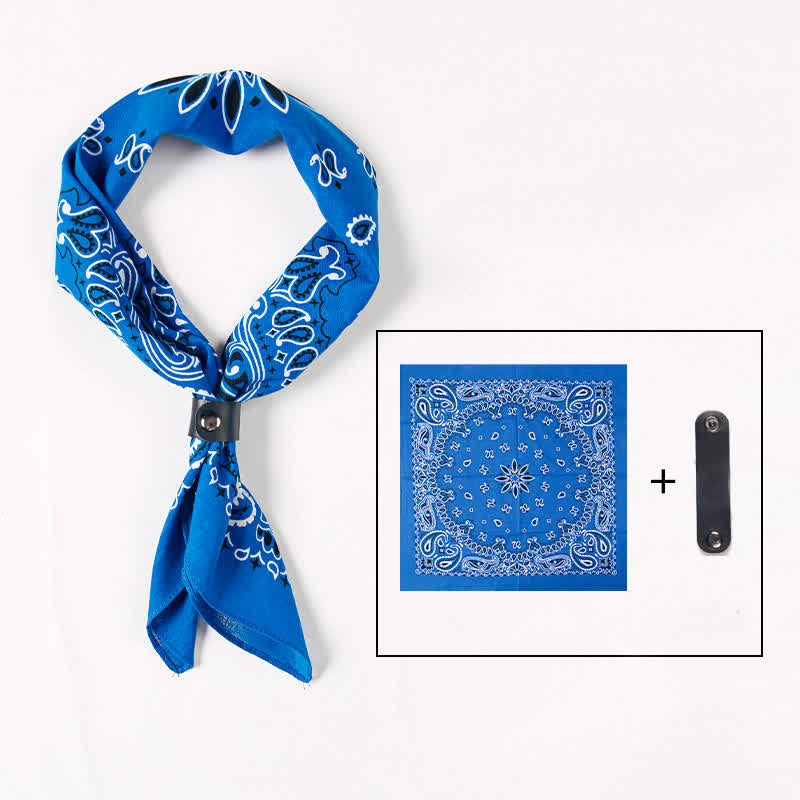 Fasion Paisley Printed Square Scarf with Scarf Buckle