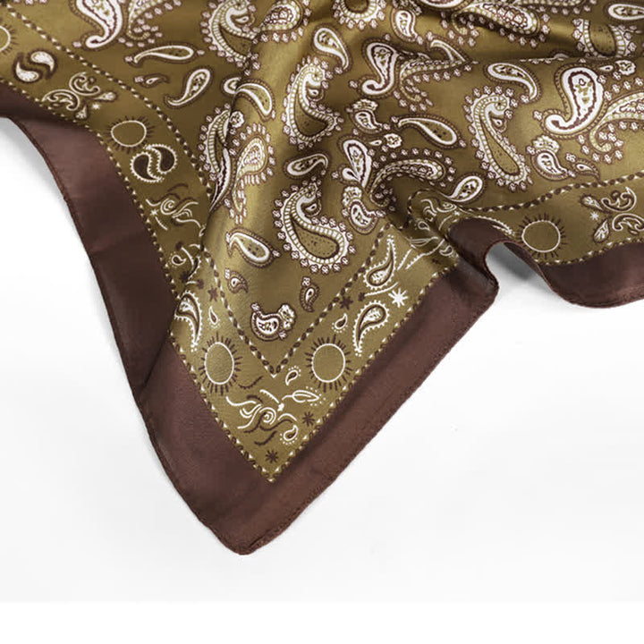 Classic Two Tone Paisley Flower Prints Square Scarf