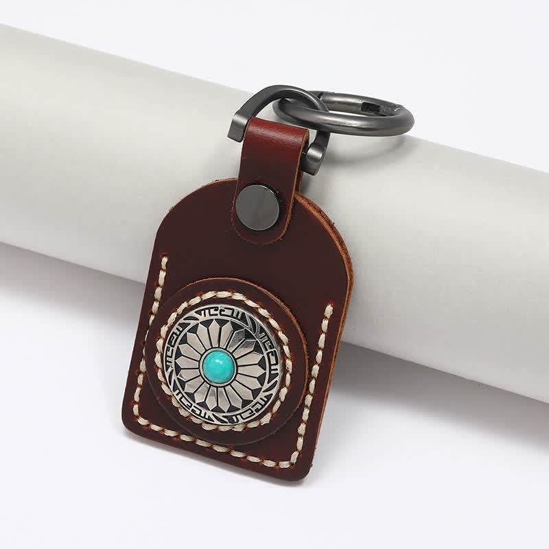 Charming Boho Flower Turquoise Leather Keychain - image 5