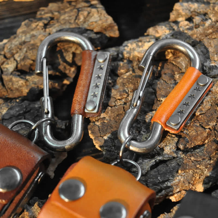 Vintage Mini Dice Case Design Leather Keychain - image 4