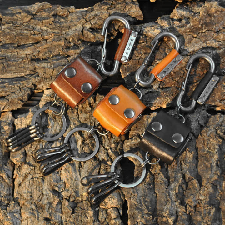 Vintage Mini Dice Case Design Leather Keychain - image 0