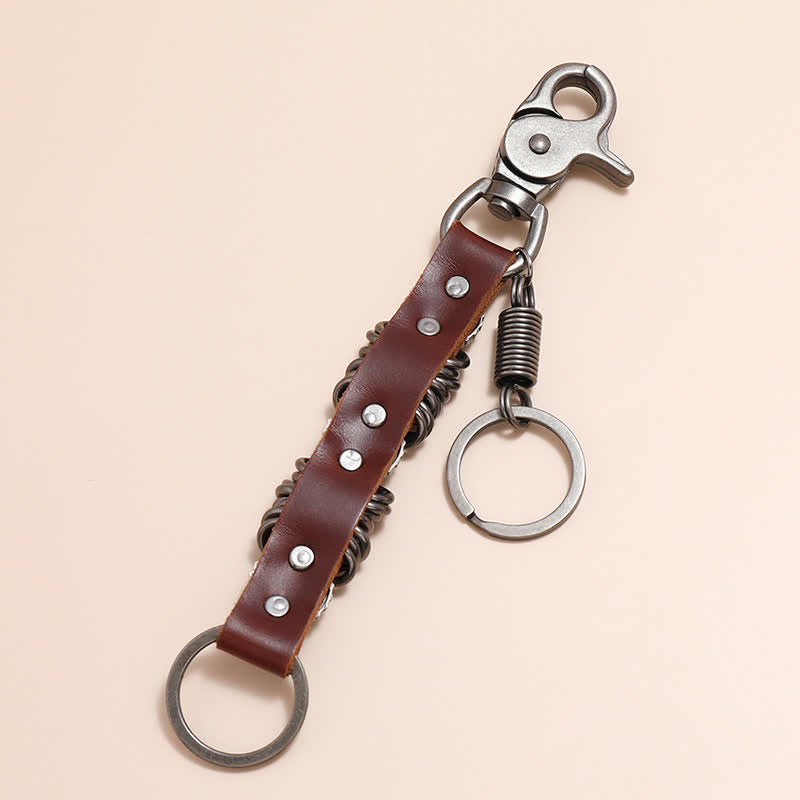 Personality Skull Head Shape Leather Keychain