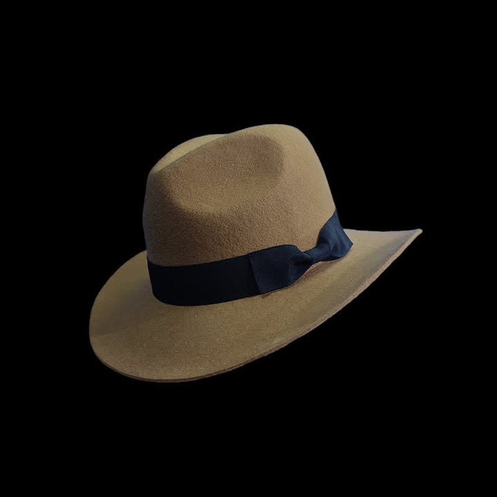 Solid Color Black Ribbon Bow Knot Cowboy Hat - Camel - L (23 1/4"-23 5/8") - image 0