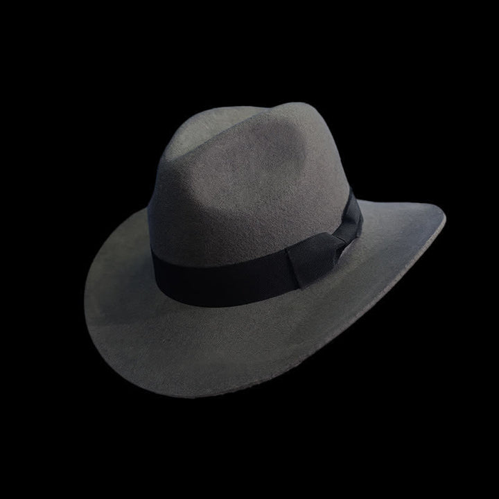 Solid Color Black Ribbon Bow Knot Cowboy Hat - Gray - L (23 1/4"-23 5/8") - image 2