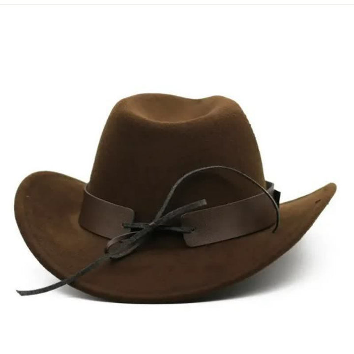 Western Wild Bull Ox Head Strap Felt Cowboy Hat