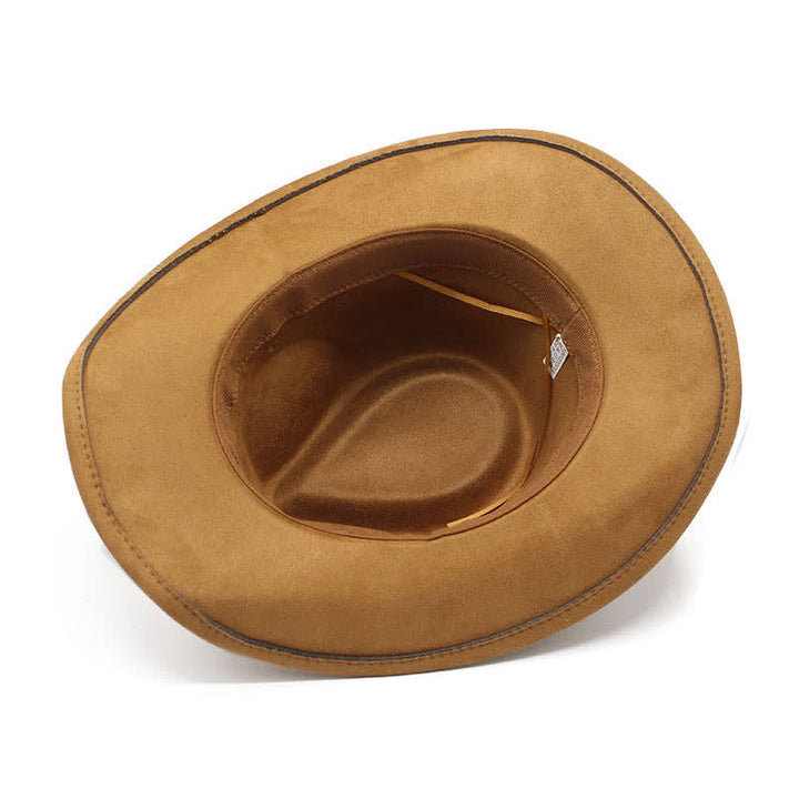 Ethnic Style Rope Decor Curved Brim Felt Cowboy Hat - image 7