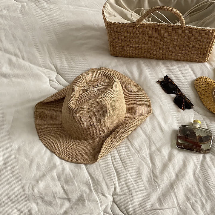 Outing Beach Sunshade Natural Raffia Straw Hat