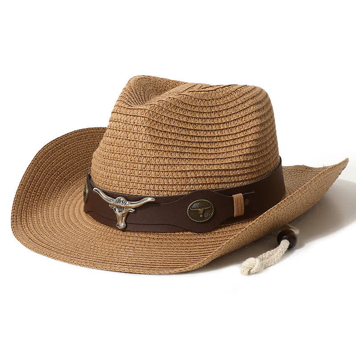 Cattle Decor Summer Beach Sunscreen Straw Hat