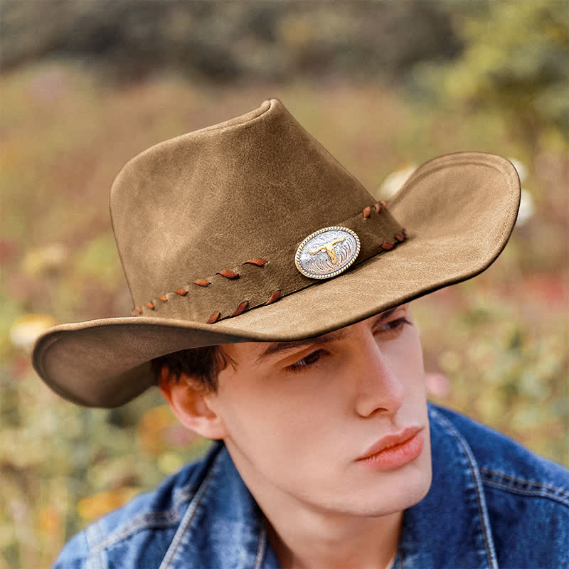 Dark Khaki Outdoor Wide Brim Western Cowboy Hat