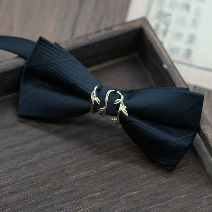 Men's Gold Metal Branch Shaped Twilled Bow Tie