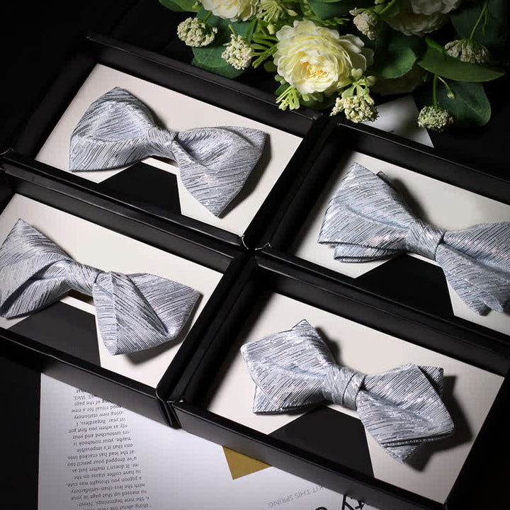 Men's Sparkle Silver Gray Series Twilled Bow Tie