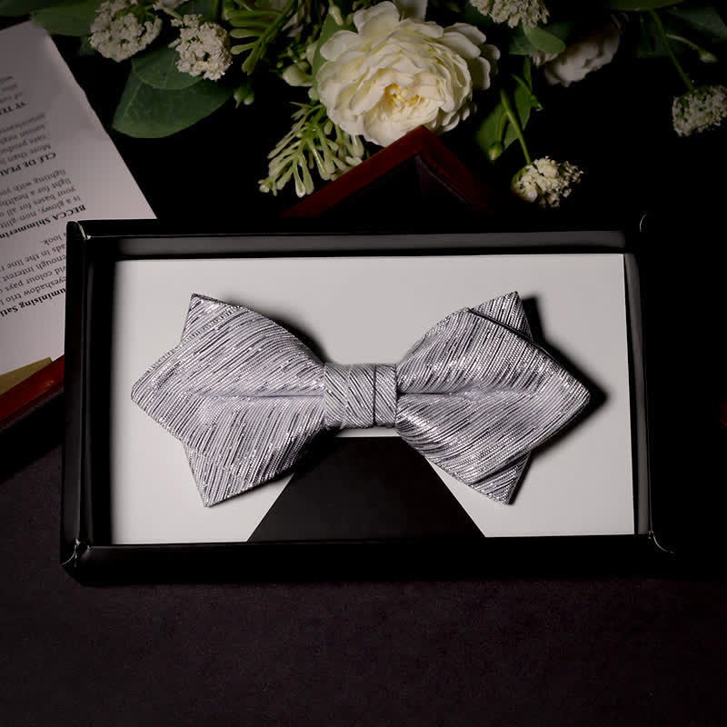 Men's Sparkle Silver Gray Series Twilled Bow Tie