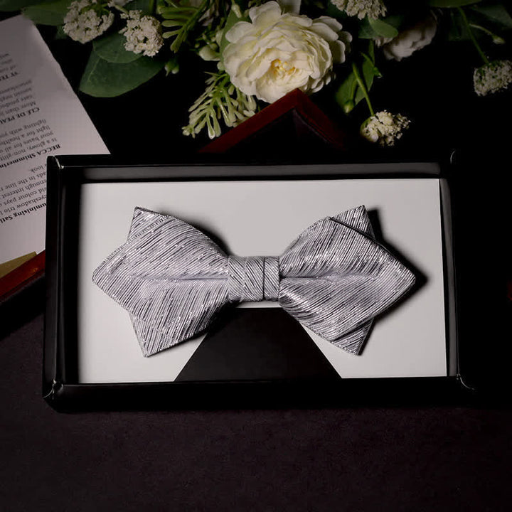 Men's Sparkle Silver Gray Series Twilled Bow Tie