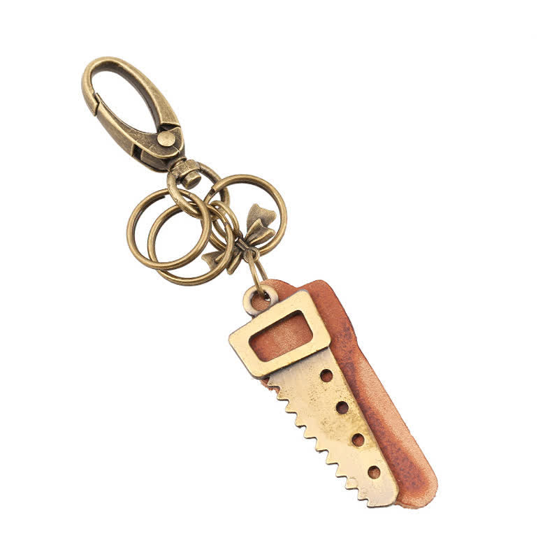 Bronze Saw Creative Bow Knot Leather Keychain