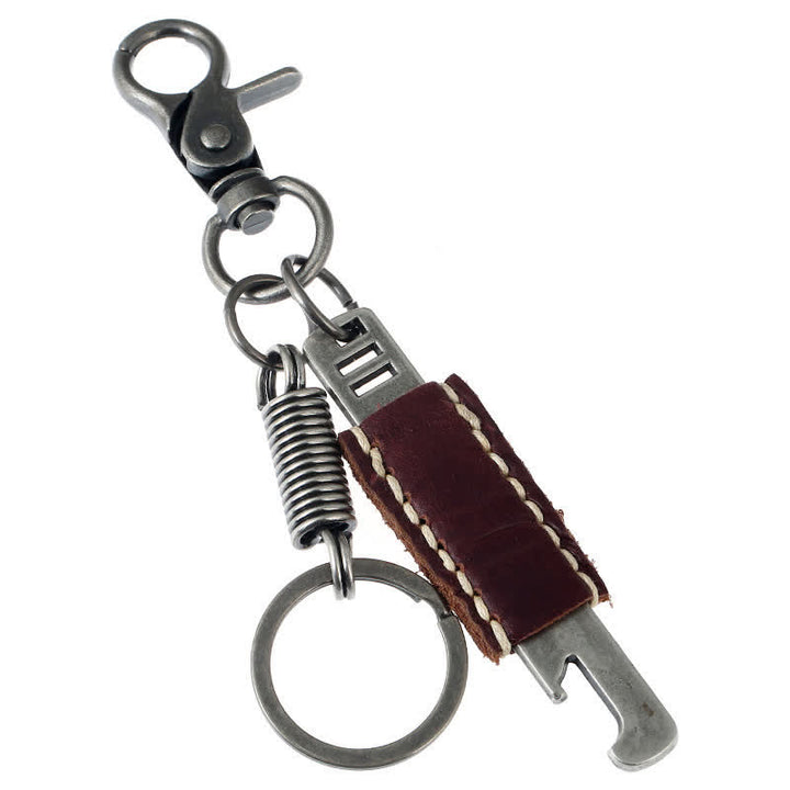 Antique Color Creative Opener Leather Keychain - image 1