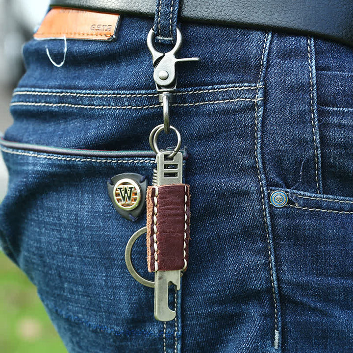 Antique Color Creative Opener Leather Keychain - Opener - image 0
