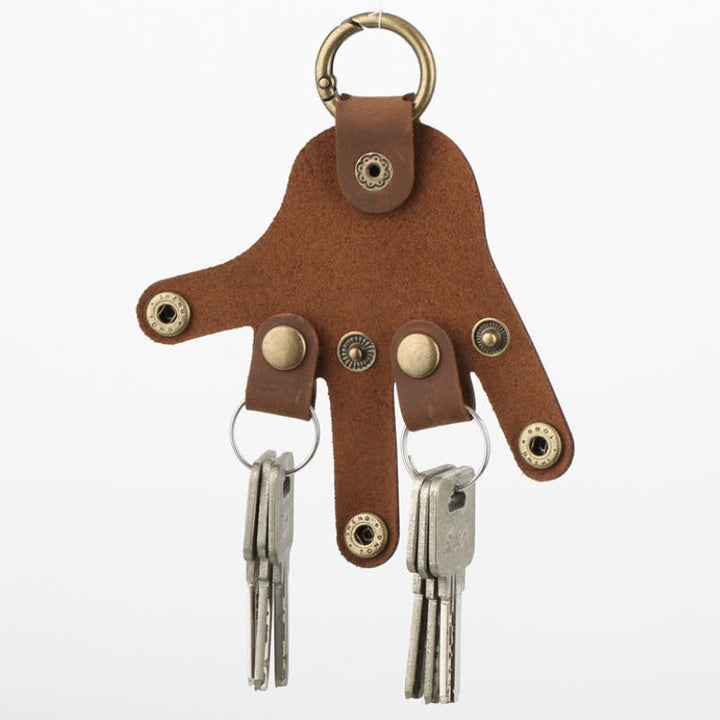 Funny Creative Finger Shape Leather Keychain - image 2