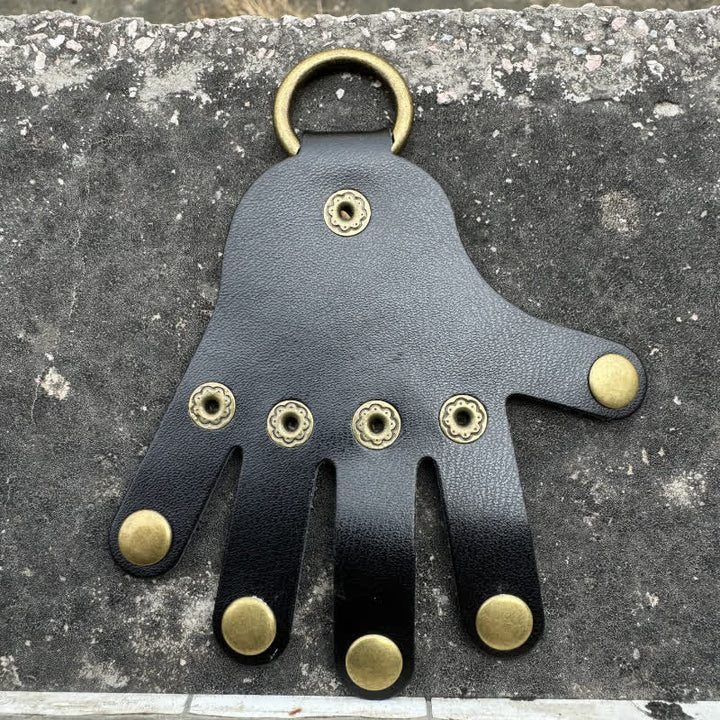 Funny Creative Finger Shape Leather Keychain - Black - image 7