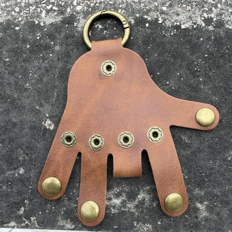Funny Creative Finger Shape Leather Keychain - image 1