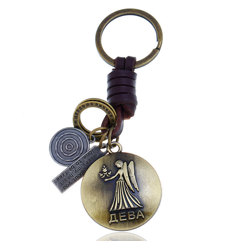 Vintage Woven 12 Constellation Pendant Leather Keychain - Virgo - image 10