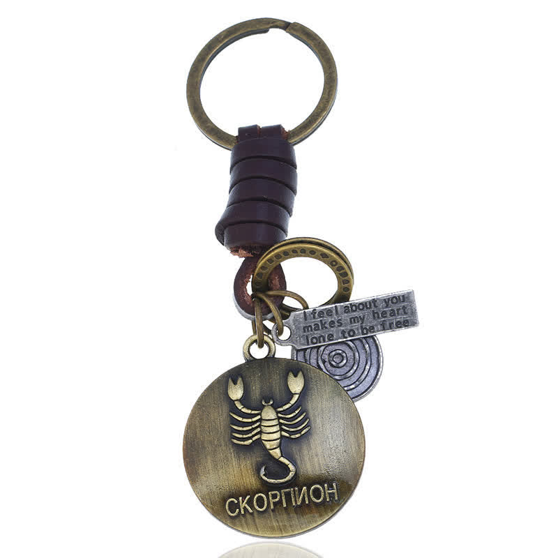 Vintage Woven 12 Constellation Pendant Leather Keychain - Scorpio - image 12