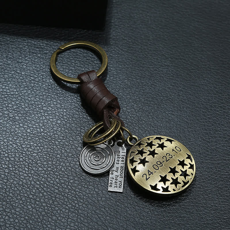 Vintage Woven 12 Constellation Pendant Leather Keychain - image 5