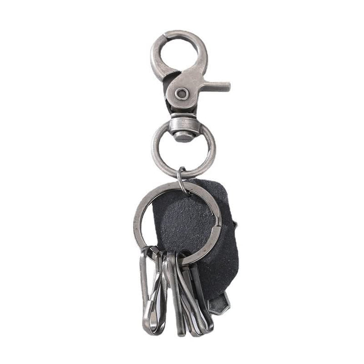 Retro Hanging Cross Faith Design Leather Keychain - image 4
